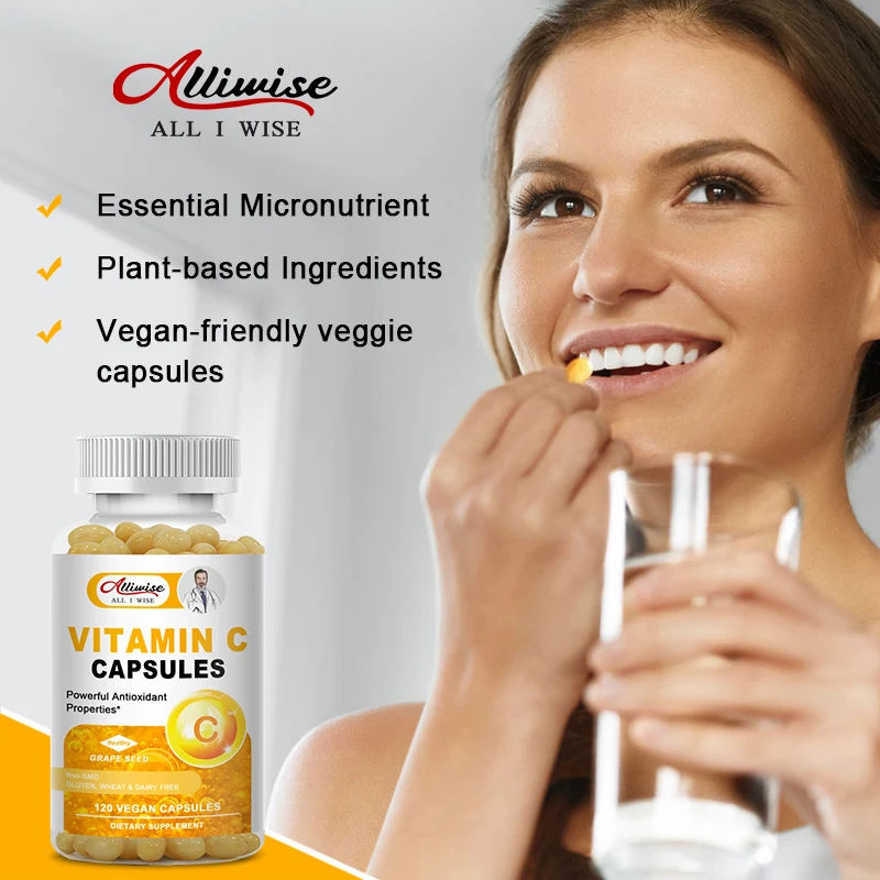 Alliwise Vitamin C Capsules for Skin Health Strong Antioxidant Collagen Booster Magnesium Skin whitening,Immune Support