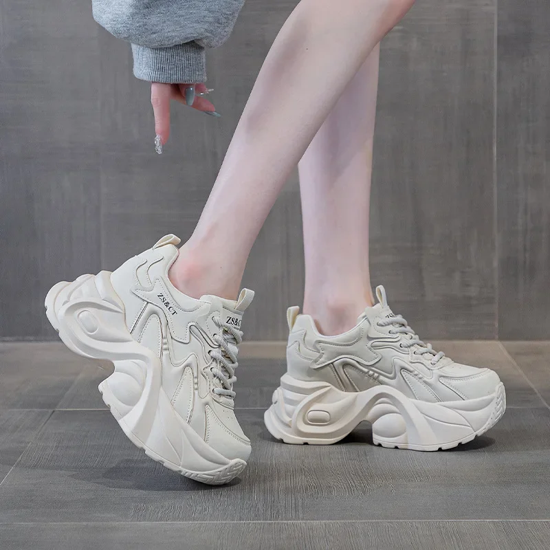 Fujin 7cm Microfiber Genuine Leather Vulcanize Chunky Sneakers Platform Wedge Autumn Spring Ladies Ankle Booties Women Vulcanize image 4