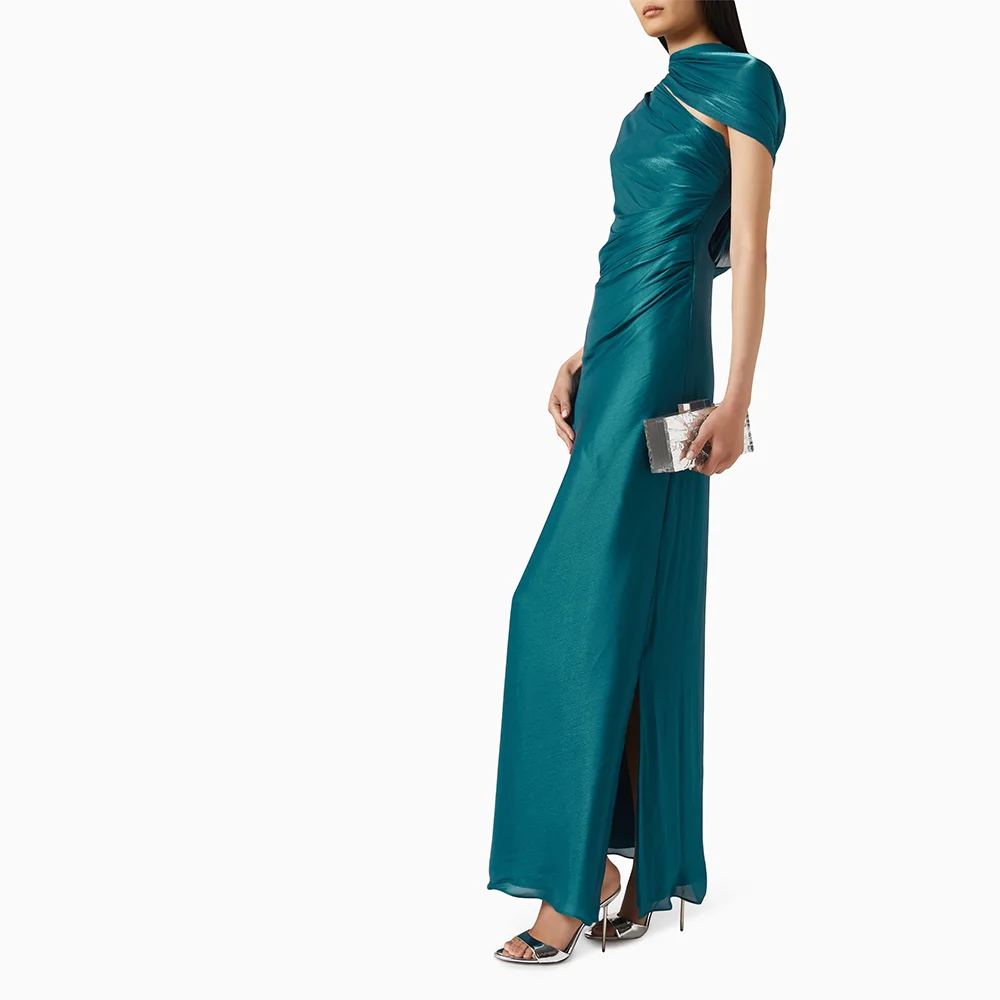 فستان سهرة بسيط بياقة عالية نصف كم فساتين سهرة مستقيمة طول الكاحل مناسبة رسمية فساتين لحضور الحفلات الموسيقية مخصصة 2025 #3