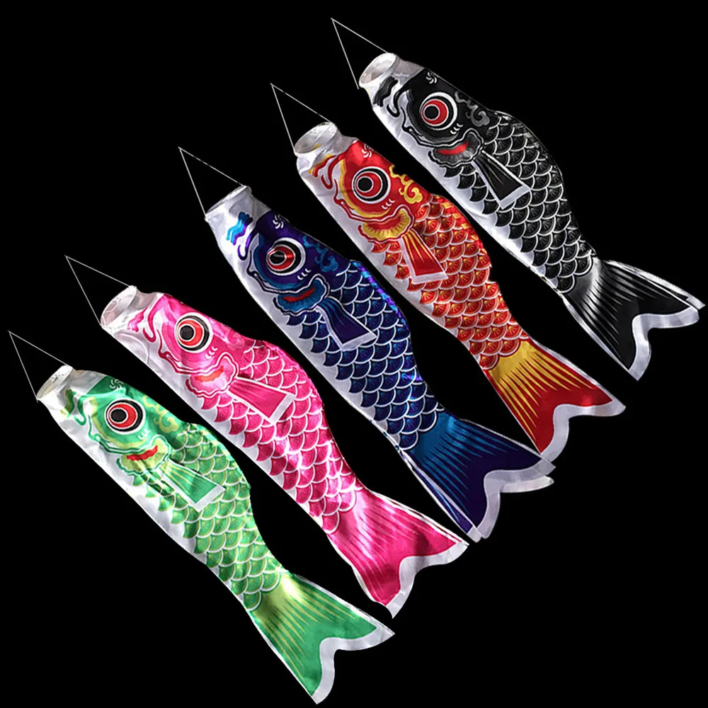 Hot 140cm Japanese Carp Spray Windsock Streamer Fish Flag Koinobori Kite Cartoon Fish Colorful Windsock Carp Wind Sock Flag