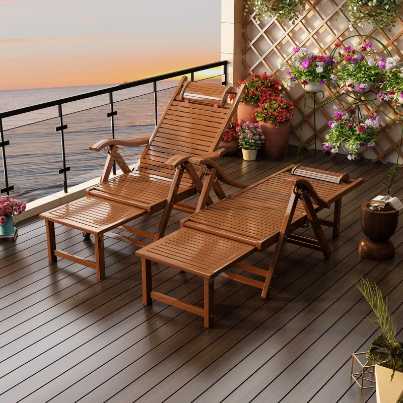 Bamboo reclining chair reclining chair elderly balcony chair lunch break household