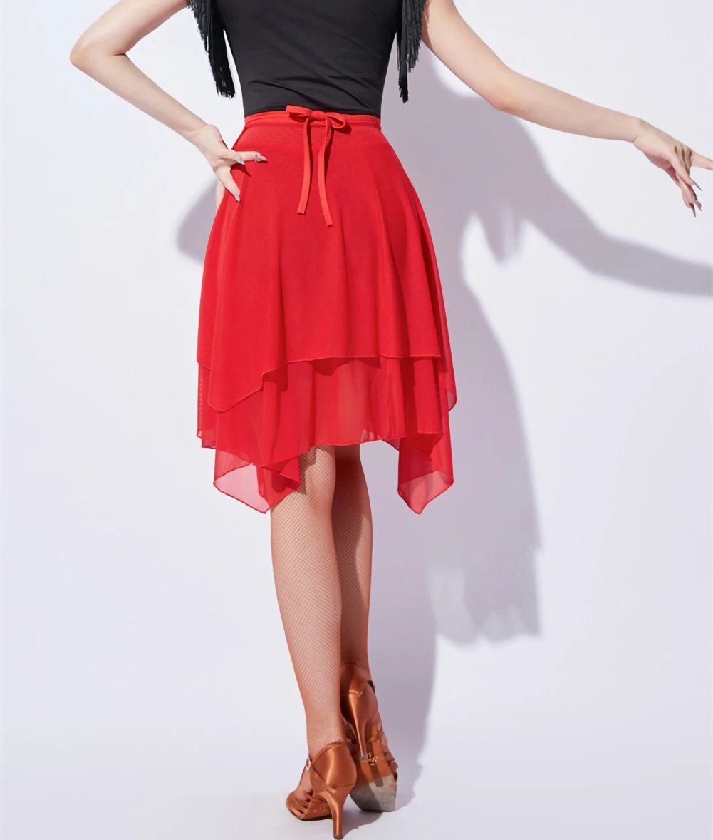 New Latin Dance Red Competition Clothing Black Dance Clothing Women's Butt Scarf Purple Irregular Lace Skirt Samba