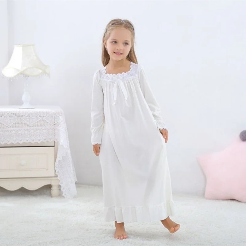 Girl Nightgown Sleepwear Children Pajama Dress Double-sided Plush  Long Sleeve Girls Princess Nightdress Home Wear for Kids