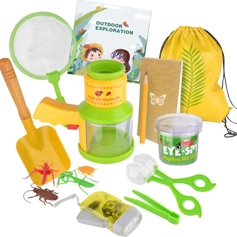 

Kids Explorer Kit Kids Adventure Outdoor Explorer Kit Insect Observation Bugs Catcher Kit With Butterfly Net Hand-Crank