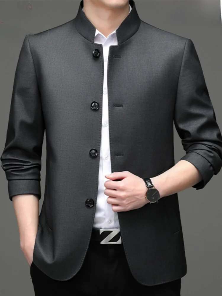 

Мужской костюм Pierre Cardin Zhongan: куртка с воротником-стойкой, однотонная, для среднего возраста, повседневная одежда, высококачественная, для осени