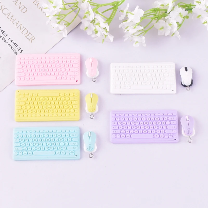 10pcs Little Fresh Keyboard and Mouse Resin Charms for Earring Keychain DIY Decoration Fashion Jewelry Accessories