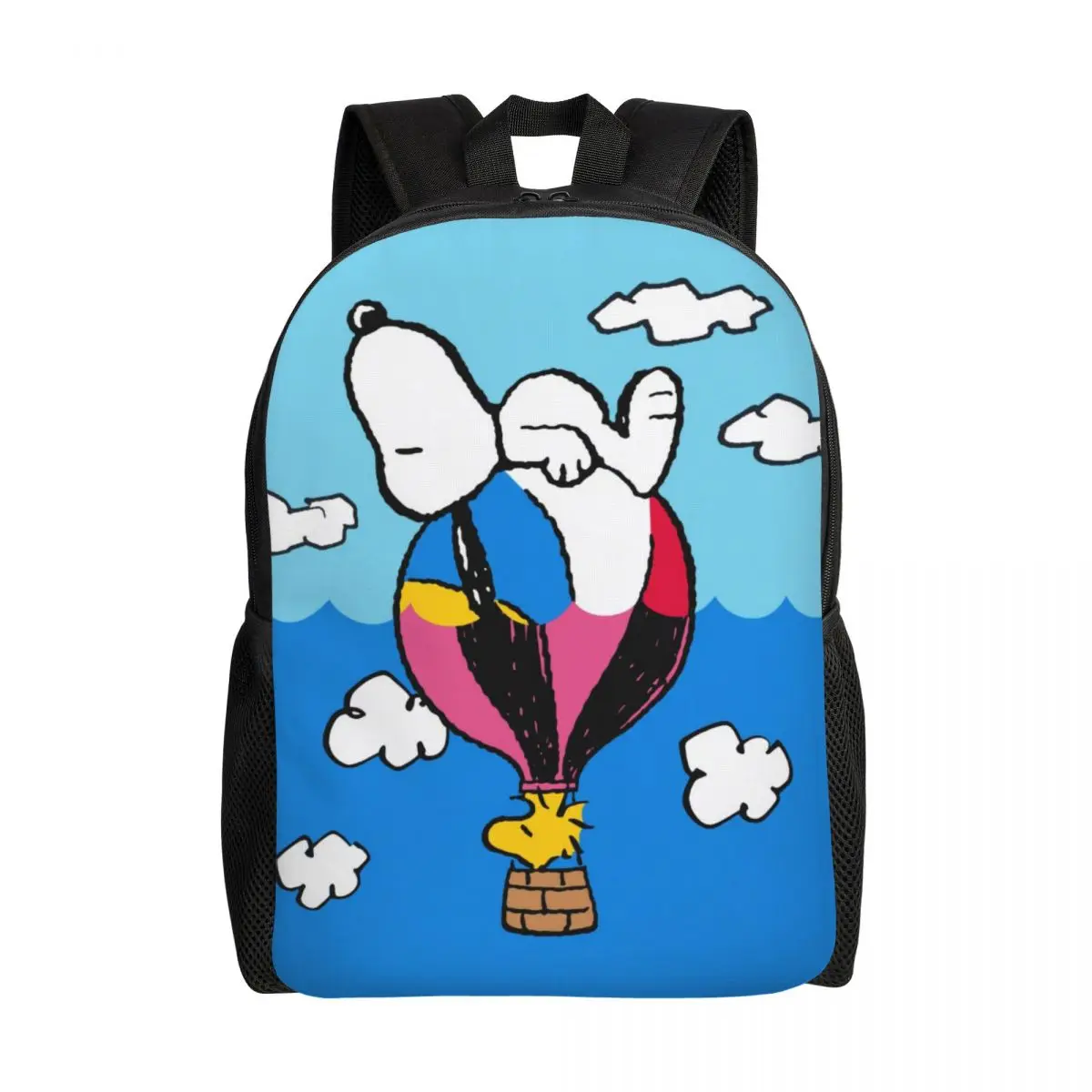 Custom Snoopy Woodstock Hot Air Balloon Backpack for Men Women College School Cartoon Comic Dog Bag Printing Bookbags