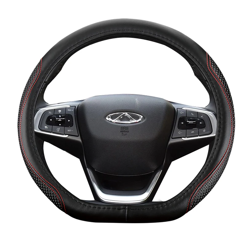 Steering Wheel Cover for Chery Exeed 5X Tiggo 7 8 7pro D-type Universal Car Accessories Genuine Leather Non-slip Sweatproof 38cm