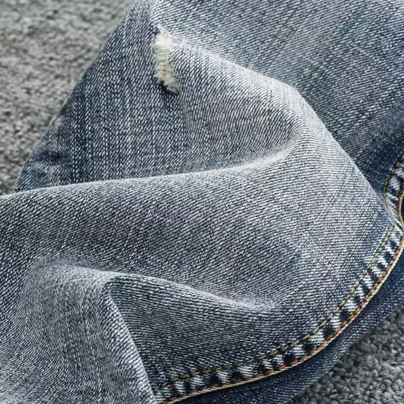 Street Fashion Men Jeans High Quality Retro Blue Stretch Slim Fit Ripped Jeans Men Patched Designer Vintage Denim Pants Hombre