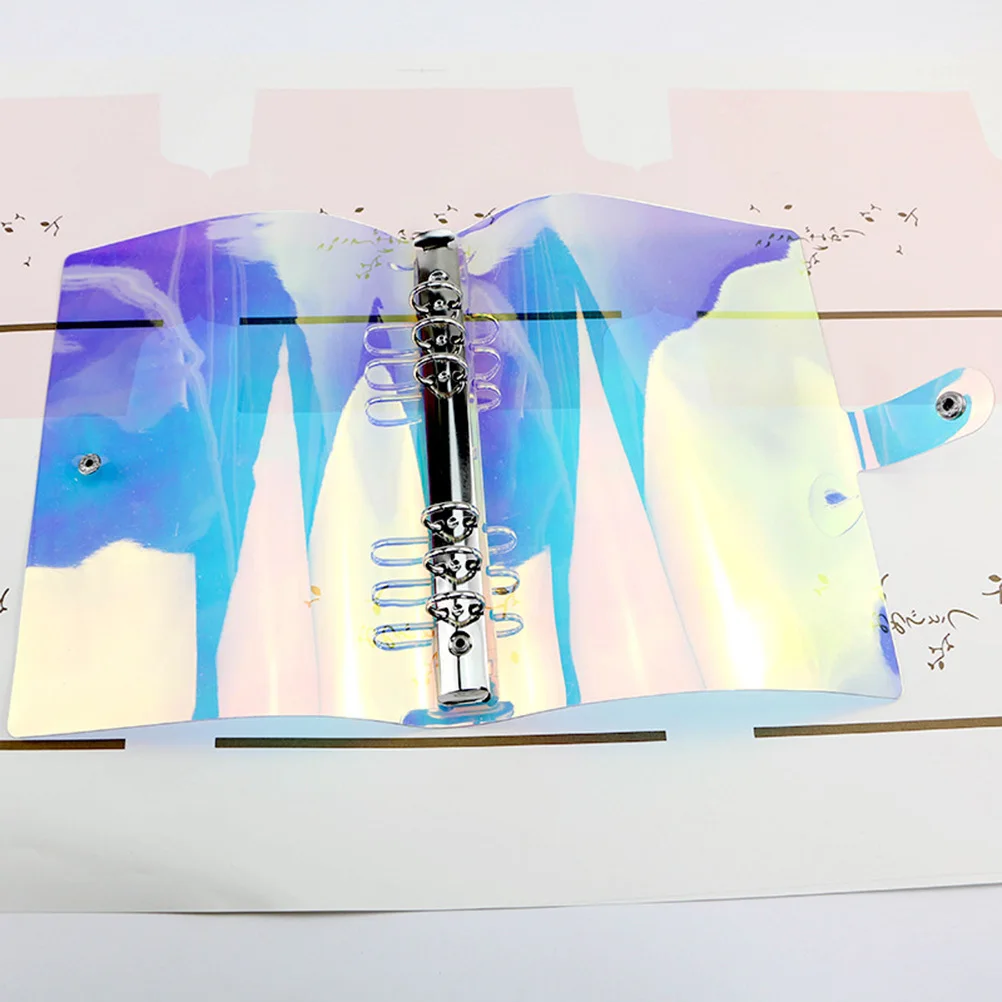 

A6 PVC Binder Cover Colorful Rainbow Notebook Cover 6 Rings Snap Button Closure Travel Diary Journal Planner School Supplies