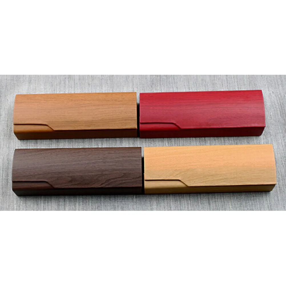 

Wood Grain Red Sunglasses Case Hard Durable Eyewear Holder Portable Heavy Duty Glasses Organizer Scratch Protection