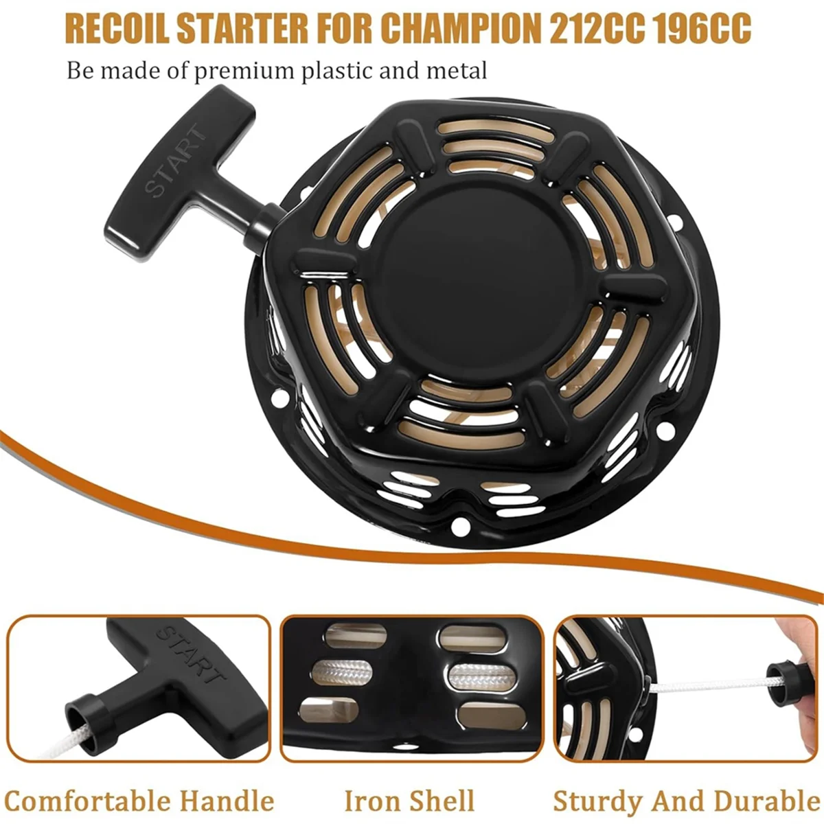 Imagem -05 - Recoil Starter para Champion Pull Start Assembly Peças do Gerador com Corda de Puxar 212cc 196cc 224cc 3500w 4000w 4500w