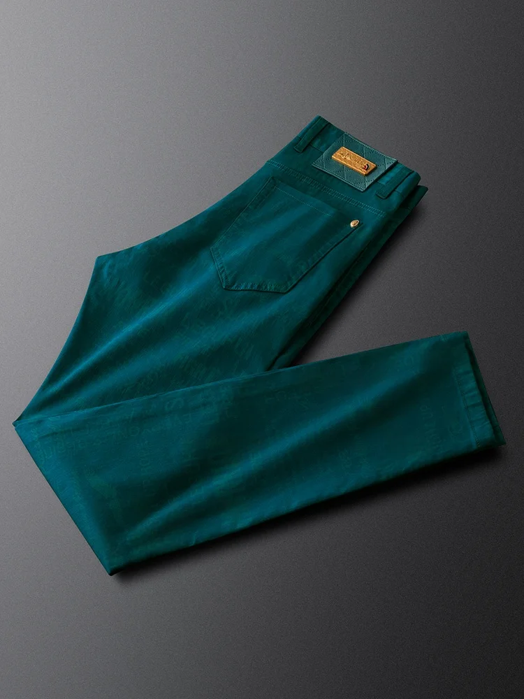 

een Faion Print Men's Jeans Autumn Straight Leg Slim Fit Casual Pants Sli Trendy Comfortable Cotton Denim