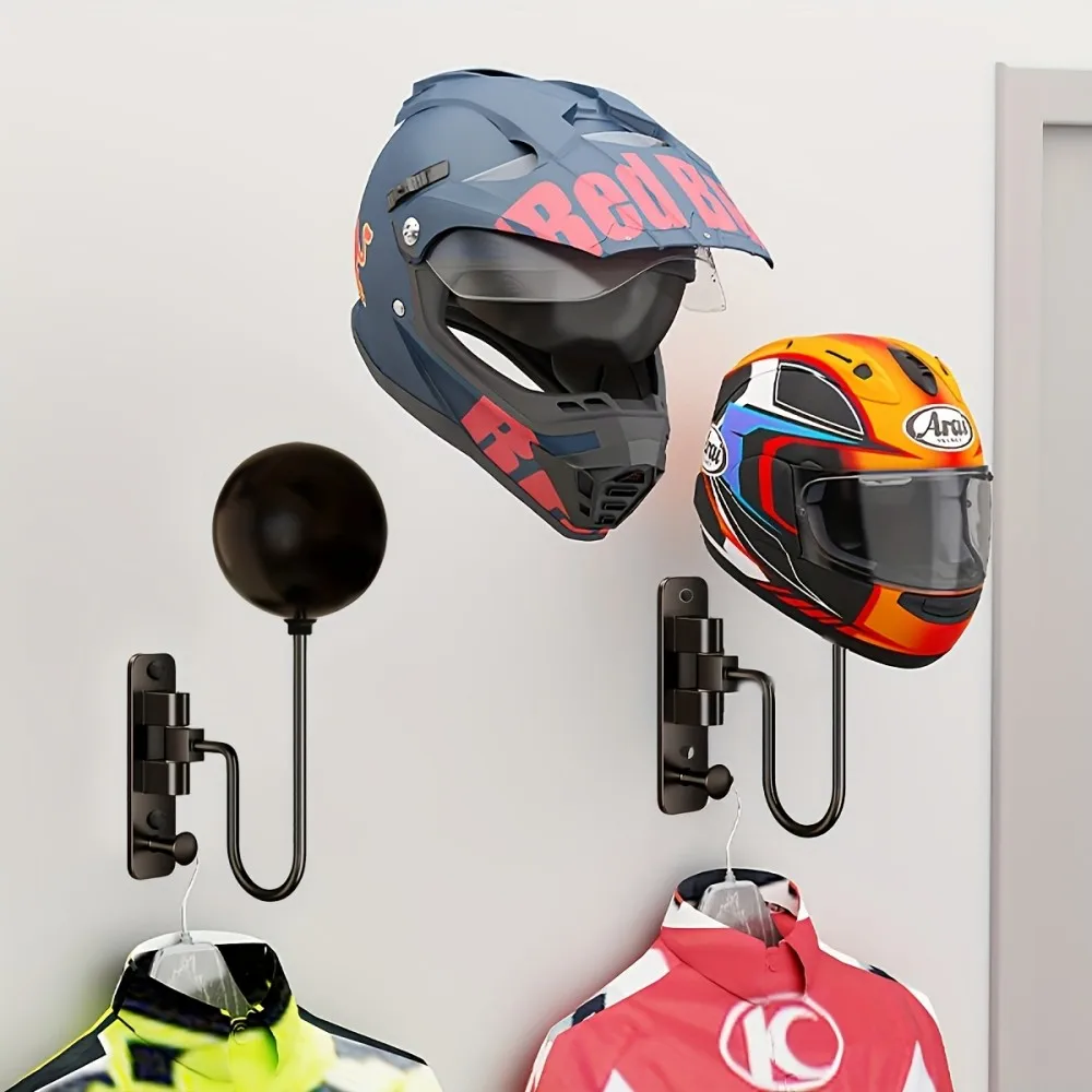 

Helmet Hanger Wall Mount 180° Swivel Helmet Holder with Hook for Motorcycle Bike Racing Outerwear Sports Gear Accessories