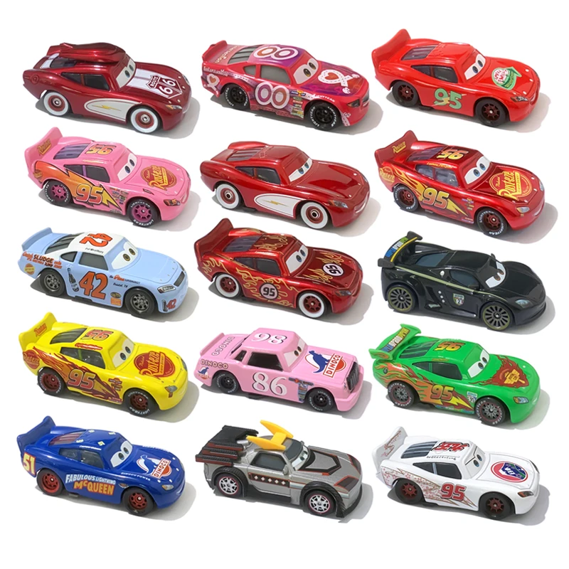 Carros Genuínos 2 Carros 3 Lightning McQueen Love McQueen 66 McQueen Disney Pixar 1:55 Modelos de Carros de Metal Fundido em Liga Brinquedos e Presentes para Meninos