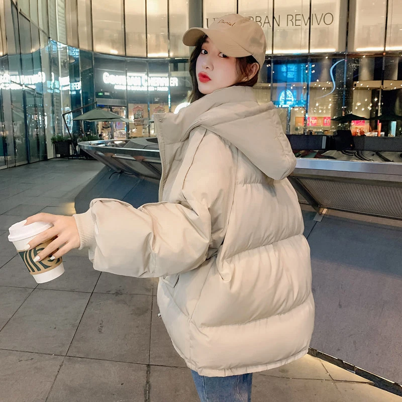 Koreanische 2022 Winter Warme Jacken Männer Parkas Frauen Übergroßen Outwear Einfarbig Mit Kapuze Verdicken Mäntel Parka Männer