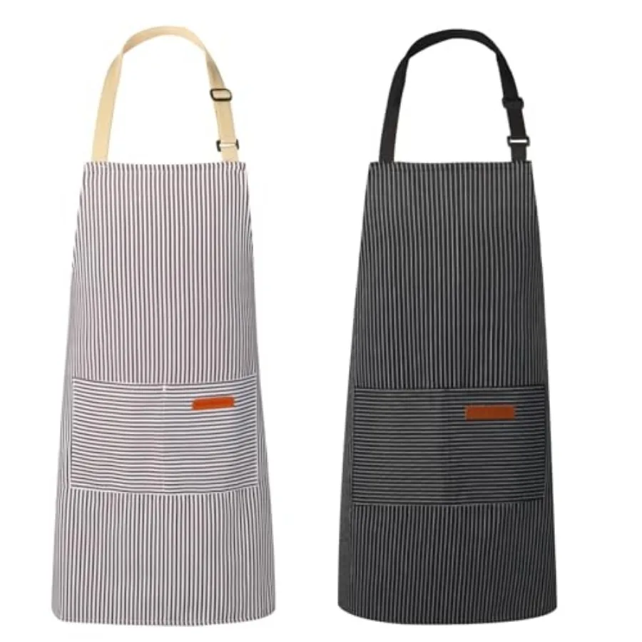 

2 Pack Aprons for Women with Pockets, Kitchen Cooking Apron for Men, Adjustable Apron Suitable for Chefs, Waiters, Baking, and