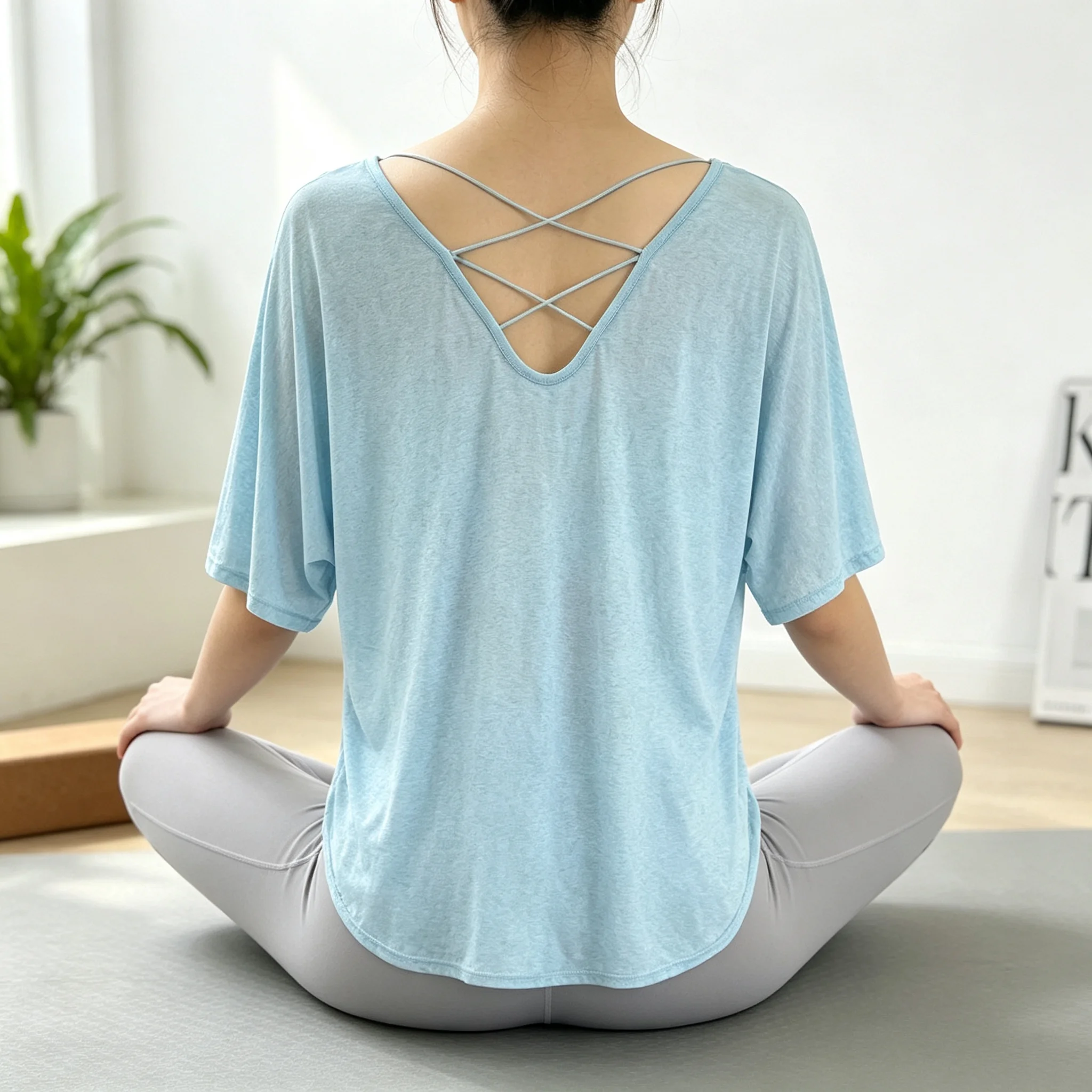 High-End Yoga Wear, Beautiful Backless Top, Loose-Fitting Sports Short-Sleeved Casual Lazy Style Running Training Wear