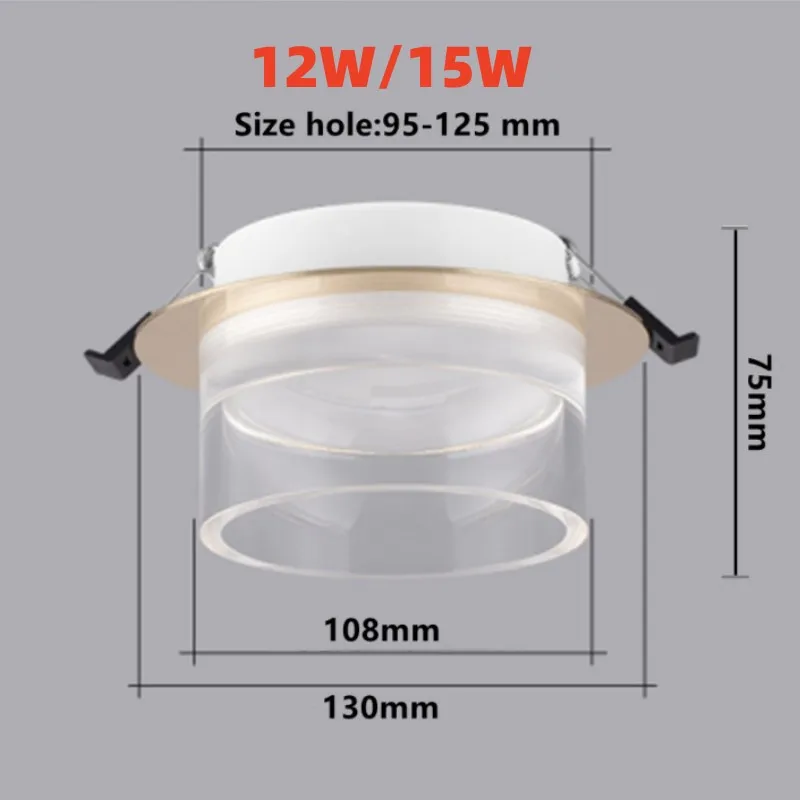 LED downlight embedded corridor aisle light crystal light luxury decoration three-color home ceiling light7w/9w/12w/15w/.85-265V