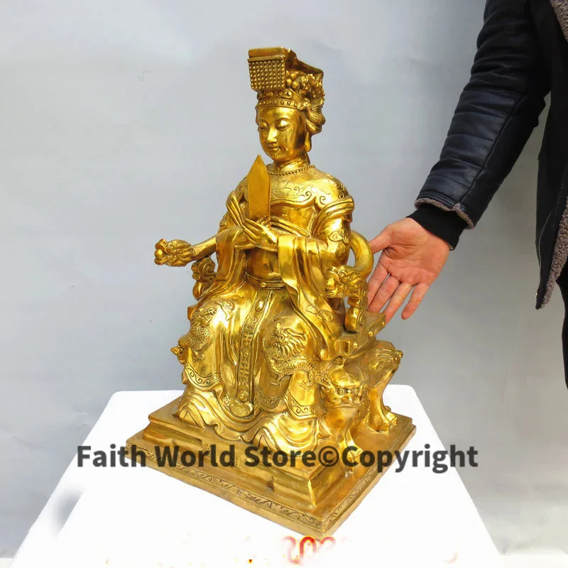 60CM huge Temple HOME Family Safety Protection efficacious Talisman Mazu GUAN YIN GOD Goddess of the Sea Copper FENG SHUI statue