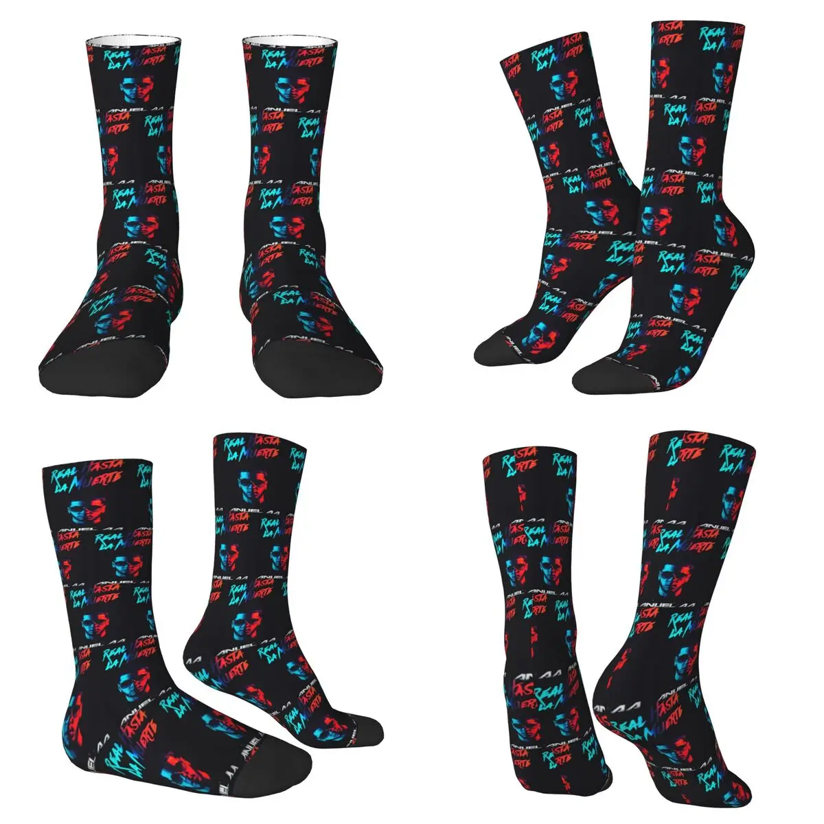 Fashion Hot Rapper Anuel AA Socks Harajuku High Quality Stockings All Season Long Socks for Unisex Valentine's Day Gifts