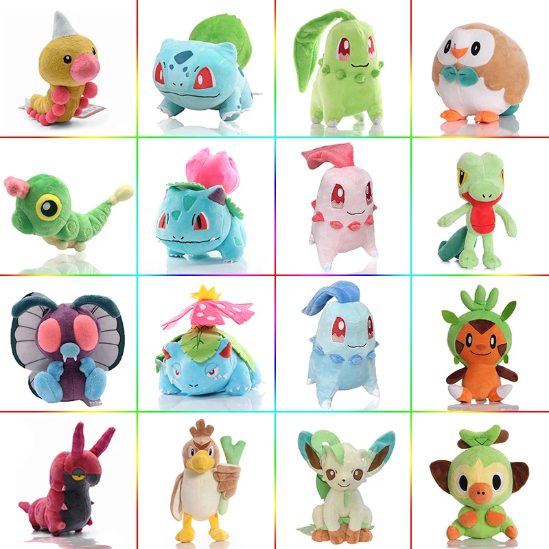 

50 стилей плюшевая кукла Покемон Chikorita Bulbasaur Caterpie Weedle 20 см Аниме Leafeon Treecko Chespin мягкая игрушка Покемон Plushie