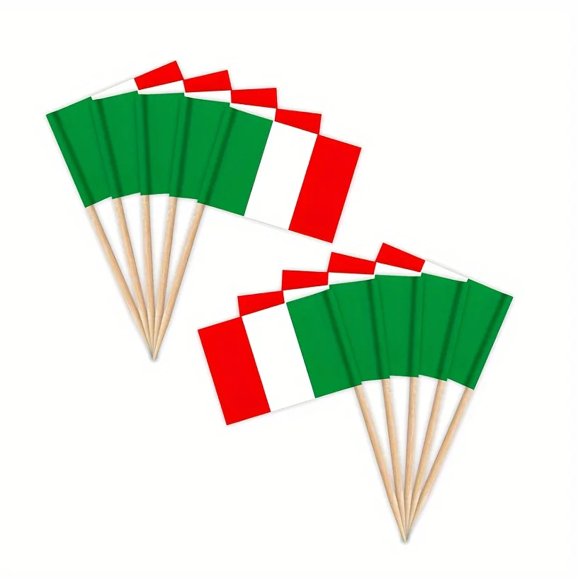 100 stücke italienische Flaggen kuchen deckel-lebendige Zahnstocher dekorationen für Partys & Feiern, wieder verwendbar und langlebig