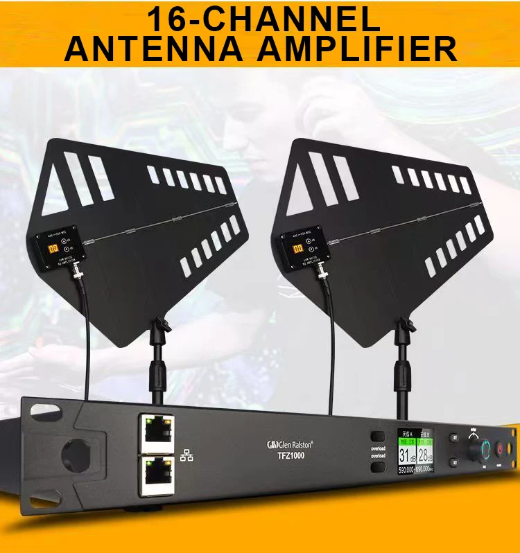 XTUGA TF-2016 16 قناة UHF هوائي نظام توزيع الطاقة 400-950 ميجا هرتز مكبر للصوت اللاسلكية RF إشارة هوائي معدني