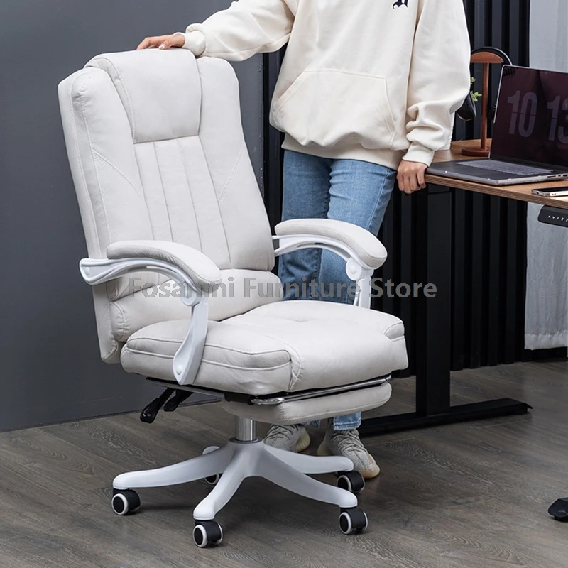 كرسي مكتب مريح مع مسند للقدمين، ارتفاع قابل للتعديل، كرسي كمبيوتر لدراسة الألعاب للمنزل، كراسي كمبيوتر دوارة ناعمة