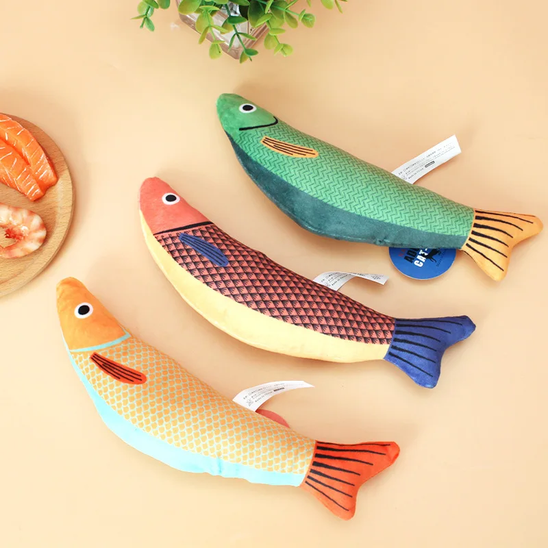 Cat Toy Simulation Fish Catnip Seafood Fish Self-healing, molar, bite-resistant, funny cat artifact Plush Pillow Cat Self-Happy