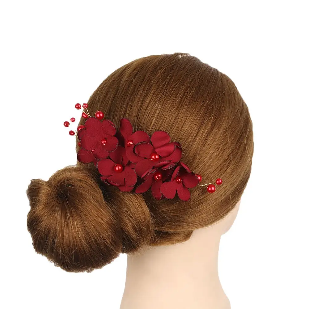 Accessori per pettine a forcina per capelli con fiore romantico rosso/rosa/Champagne per damigella d'onore da sposa