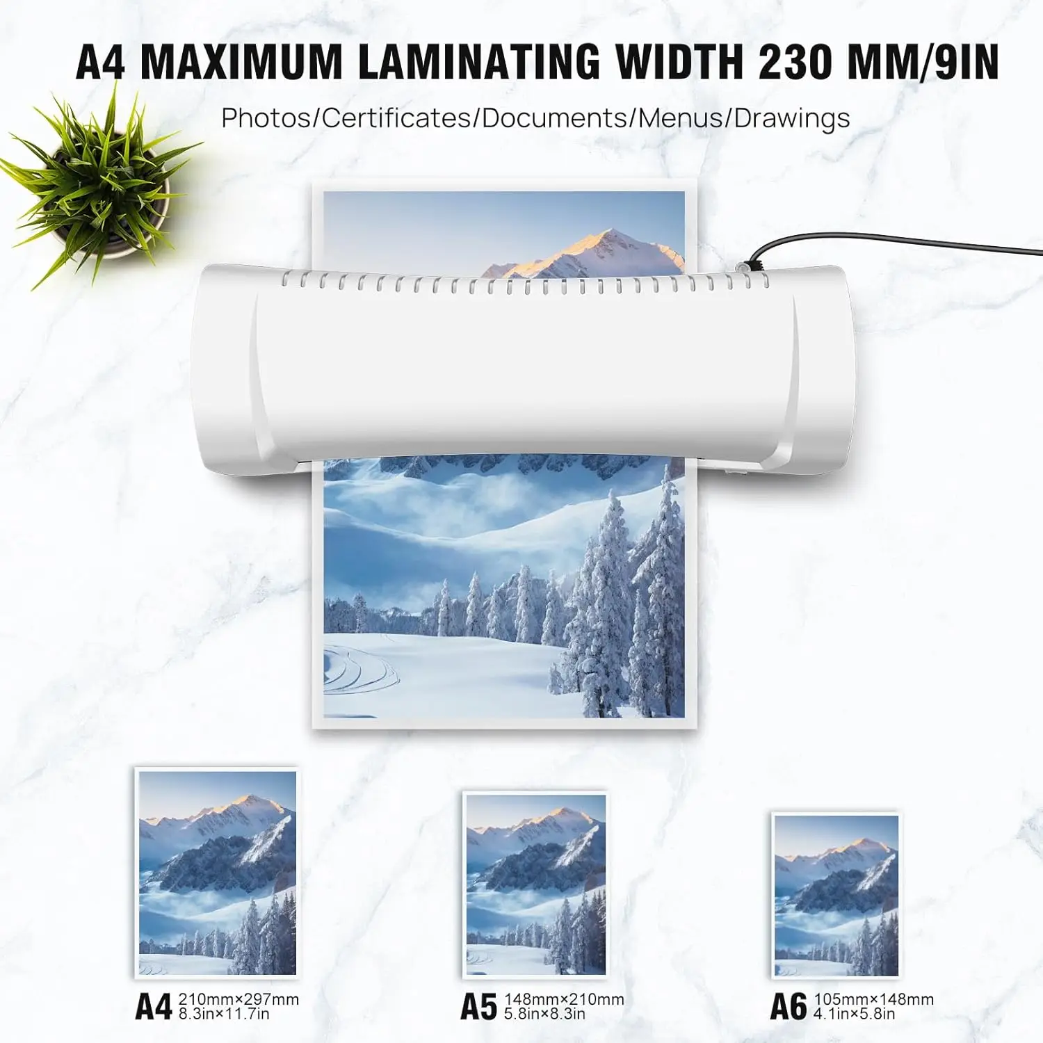 A4 Thermal Laminating Machine Compact Lightweight Laminator with Hot and Cold Settings