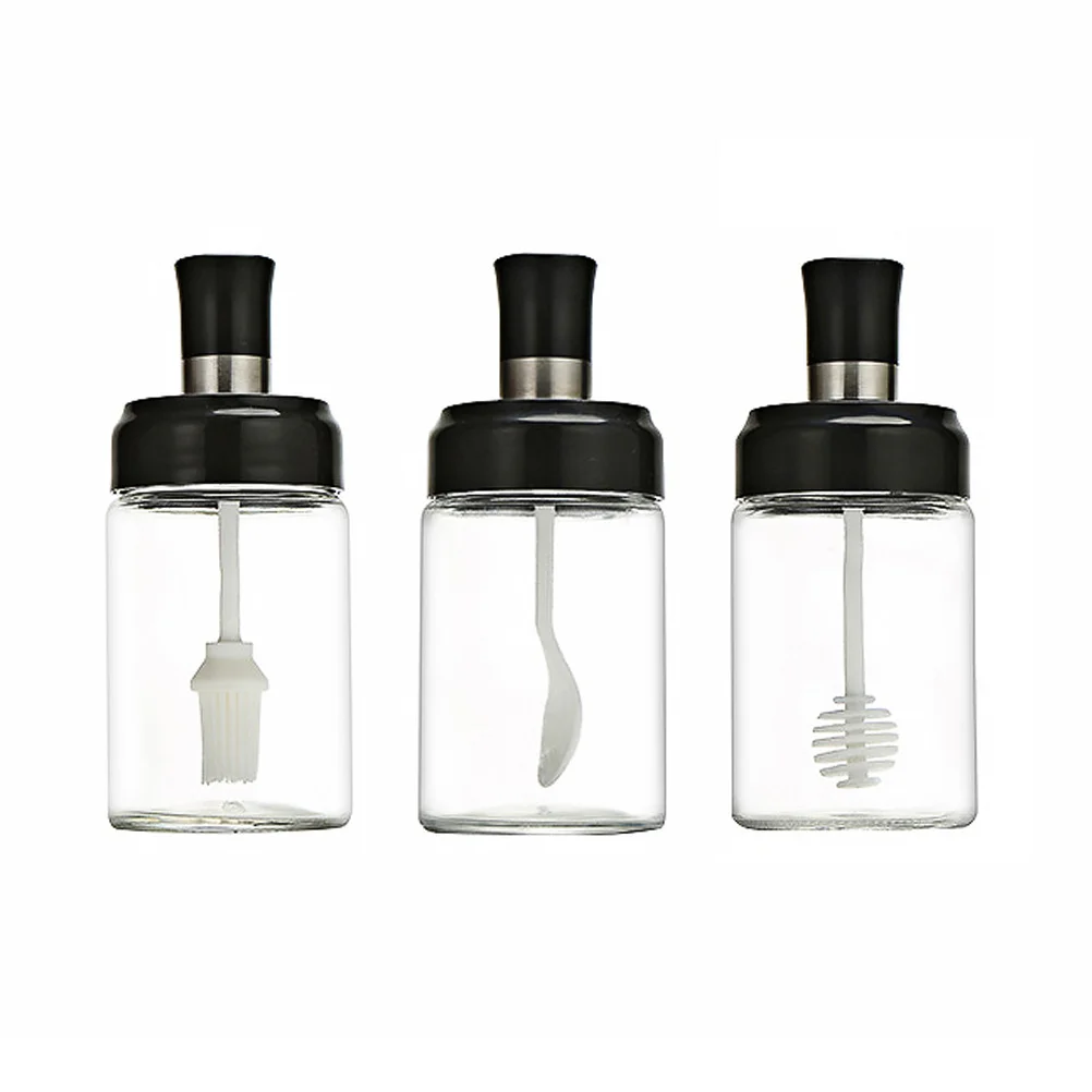 

3Pcs Multi-Functional Seasoning Bottle Set Premium Kitchen Spice Jars Condiment Container for Bbq Condiment Container