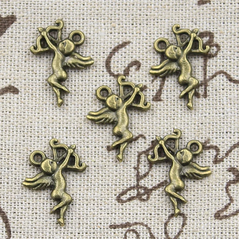 30pcs Charms Love Angel Cupid 20x15mm Antique Silver Color Pendants DIY Necklace Crafts Making Findings Handmade Tibetan Jewelry