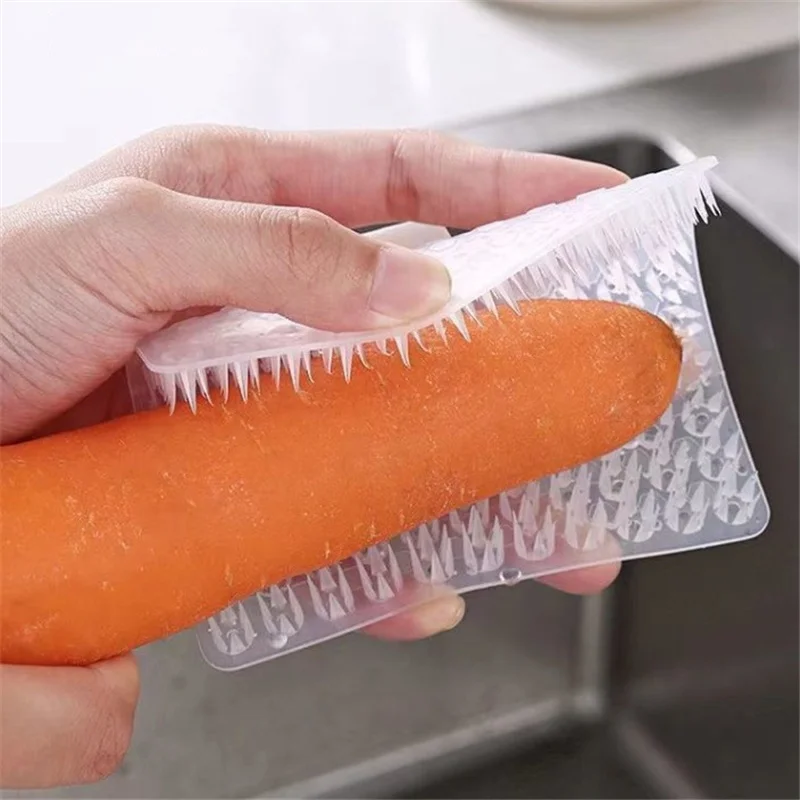 200Pcs/Lot Household Finger Glove Vegetable Fruit Brush, Kitchen Bendable Cleaning Brush Sink Cutting Board Gap Brush