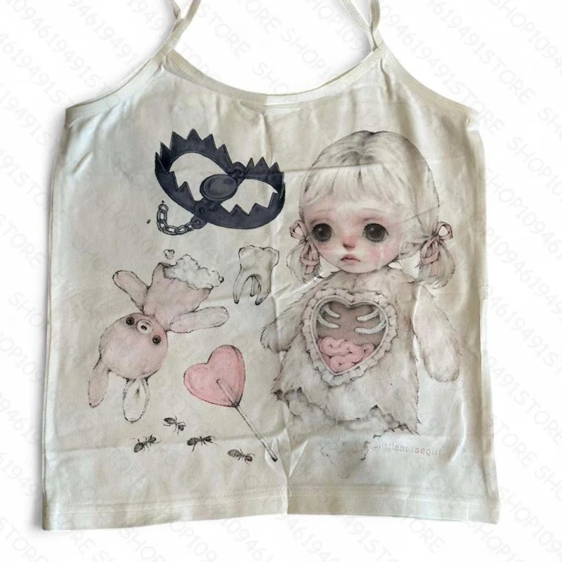 Punk Fashion Women Vest Y2k Tank Top Hiphop Harajuku Letter Print Retro Slim Crop Top Rock Goth Streetwear Sleeveless Top E-girl