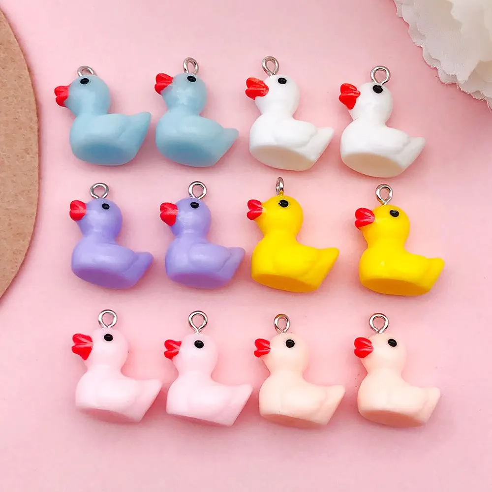 12/24/36pcs 3D Animal Pendant Multicolored Duckling Resin Charms for DIY Jewelry Making Diy Earrings Keychain Craft Accessories