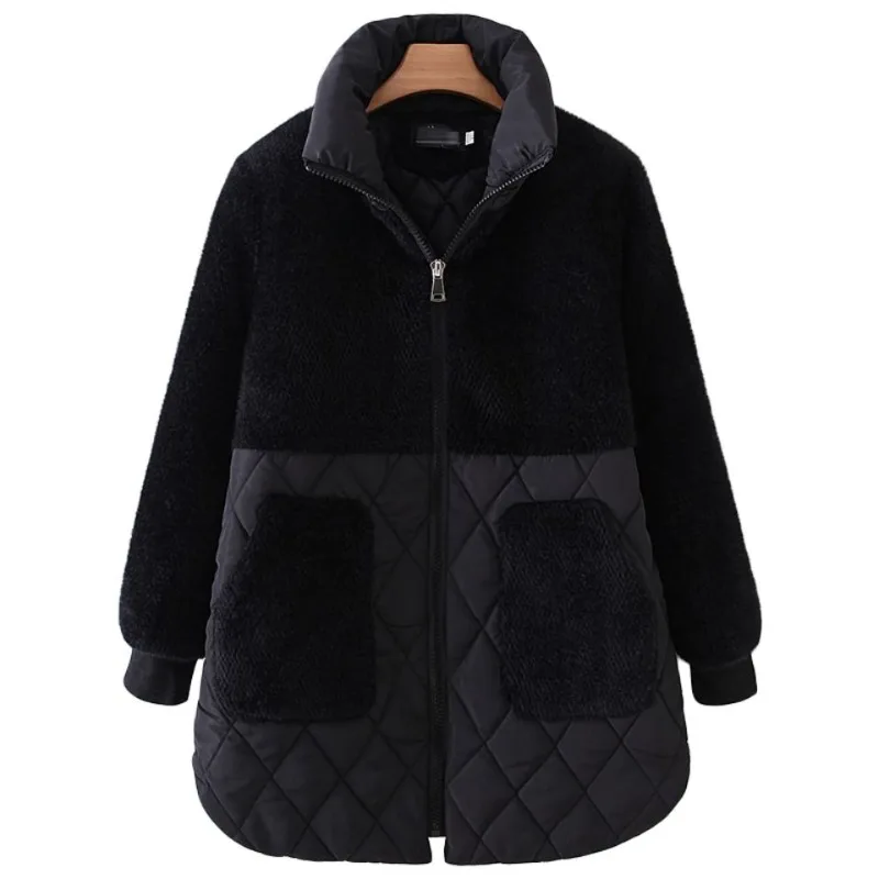 Abrigo de algodón grueso cálido para mujer de mediana edad Otoño Invierno ropa de mujer de gran tamaño abrigo de algodón cálido de longitud media holgado