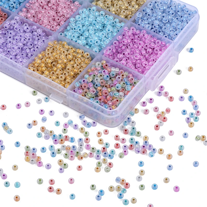 Glass Seed Beads 10g/bag High Quality Colorful Loose Spacer Beads Approx 300pcs Protein Charm Beads DIY Making Necklace Findings