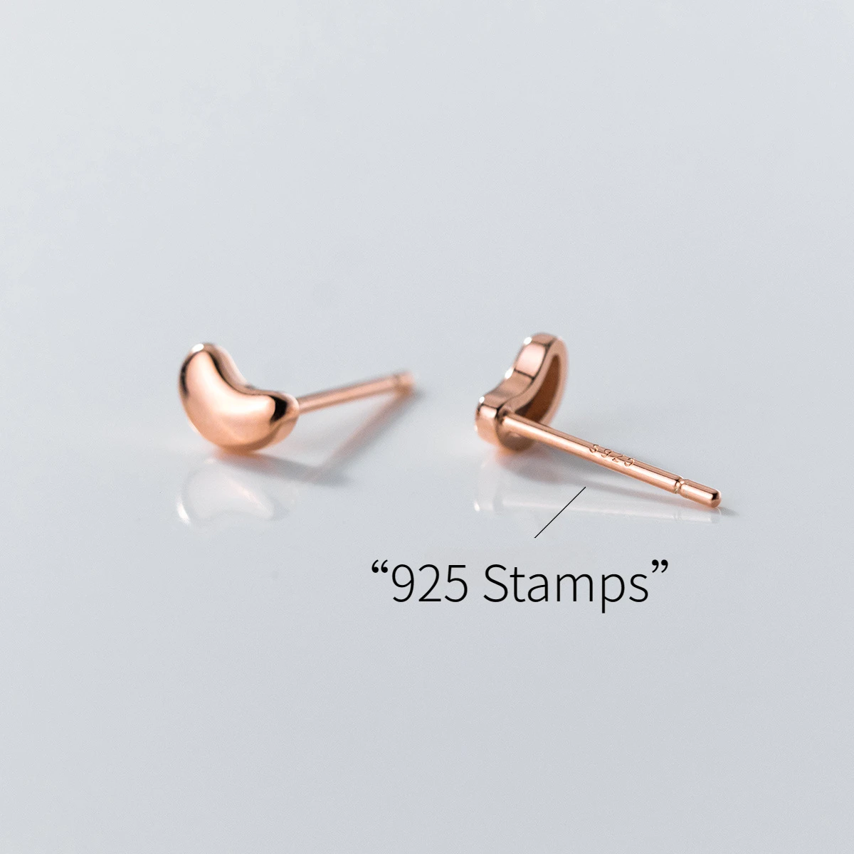 925 Sterling Silver Beans Curved Ear Studs Earrings Simple Style Design and Elegant Ear Jewelry for Women Girl