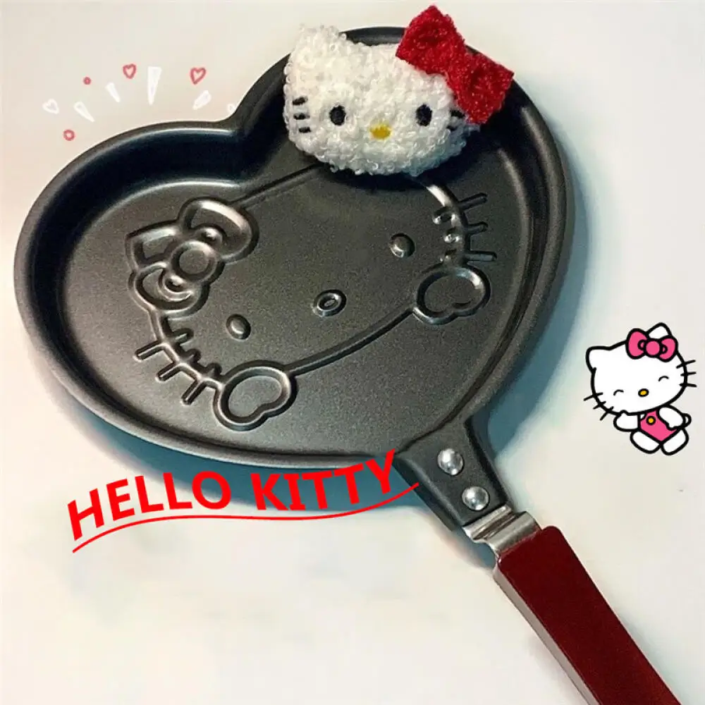 Kawaii HelloKitty sartén para huevos fritos dibujos animados Anime Kitty gato molde pequeña sartén Linda Mini sartenes antiadherentes utensilios de cocina para acampar al aire libre