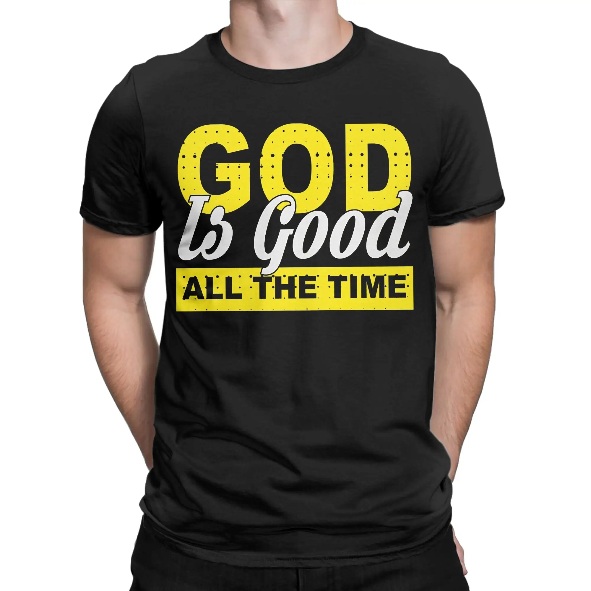 Camisetas con cita bíblica de Dios, el hombre, Dios es bueno en todos los momentos, mercancía de algodón puro cristiano de Jesús, camisetas de manga corta, idea de regalo