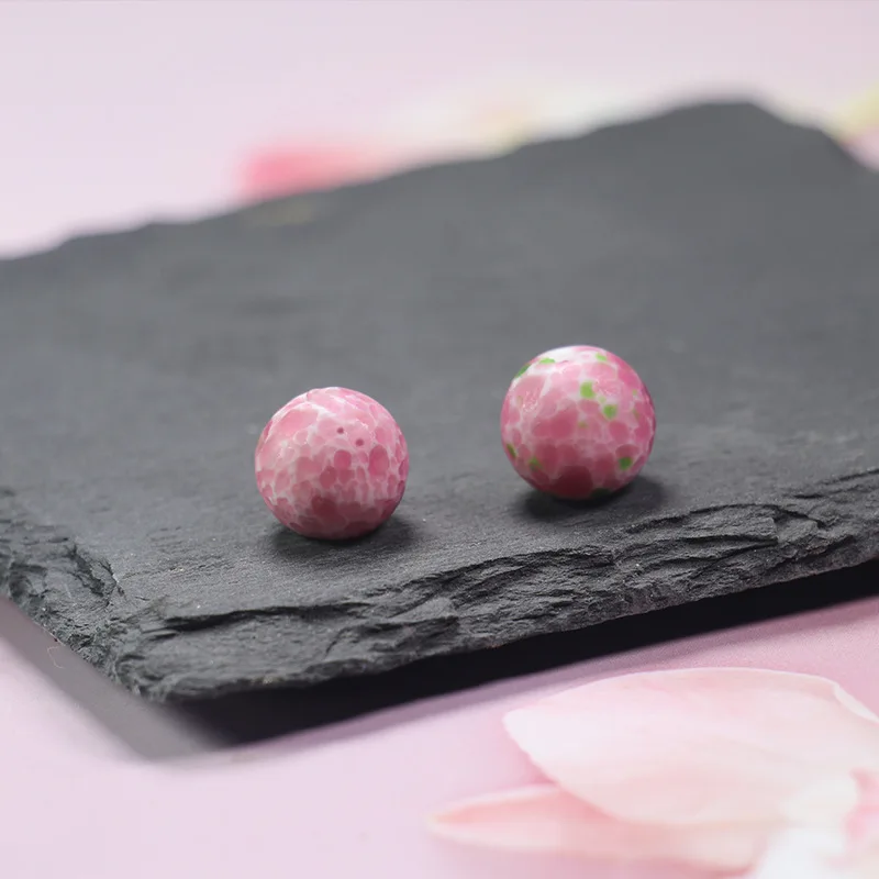 5pcs 10/12mm Handmade Glaze Murano Round Beads Spacer Loose Beads Finding Diy Crafts Jewellry Making Pink Lampwork Glass Beads