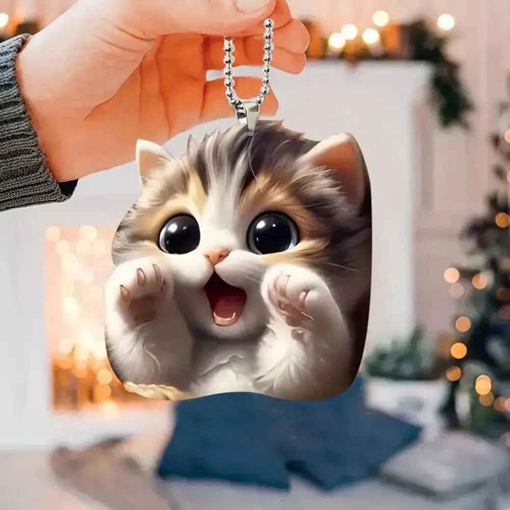 Christmas Tree Ornaments 2D Cartoon Cat Dog Monkey Pendant Double Sided Print Acrylic Decoration for Tree Car Backpack