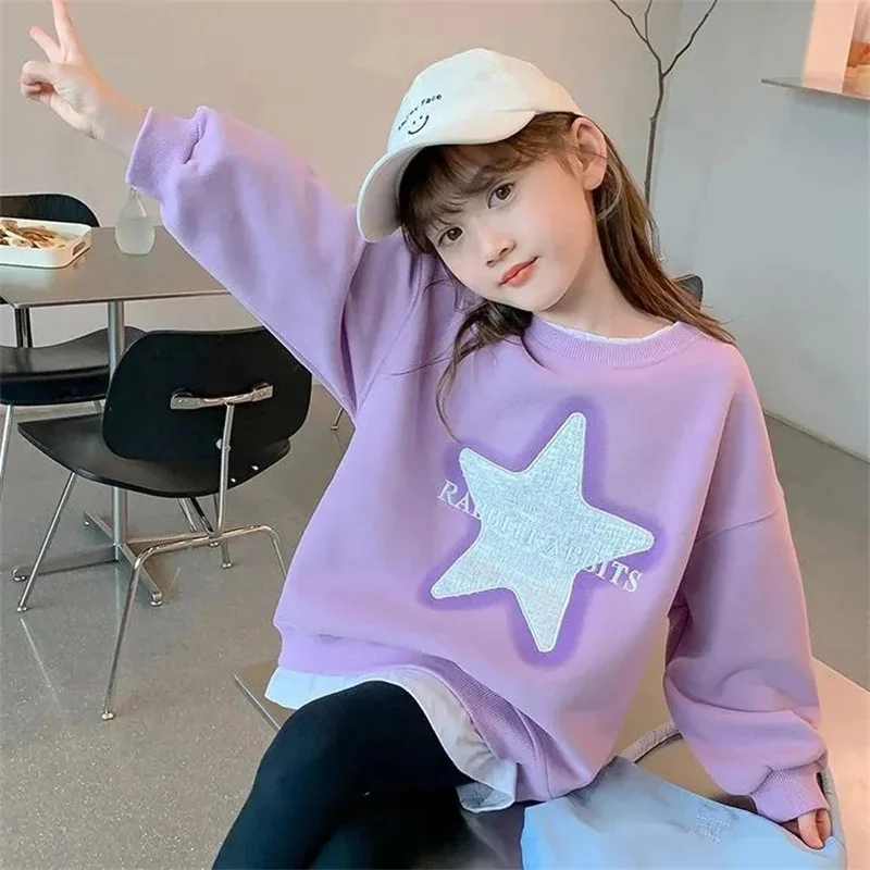 Hoodies Sweatshirts Girls Cotton Tops Overcoat Outwear 2025 Stars Spring Autumn Windproof Kids Christmas Gift Children's Clothin