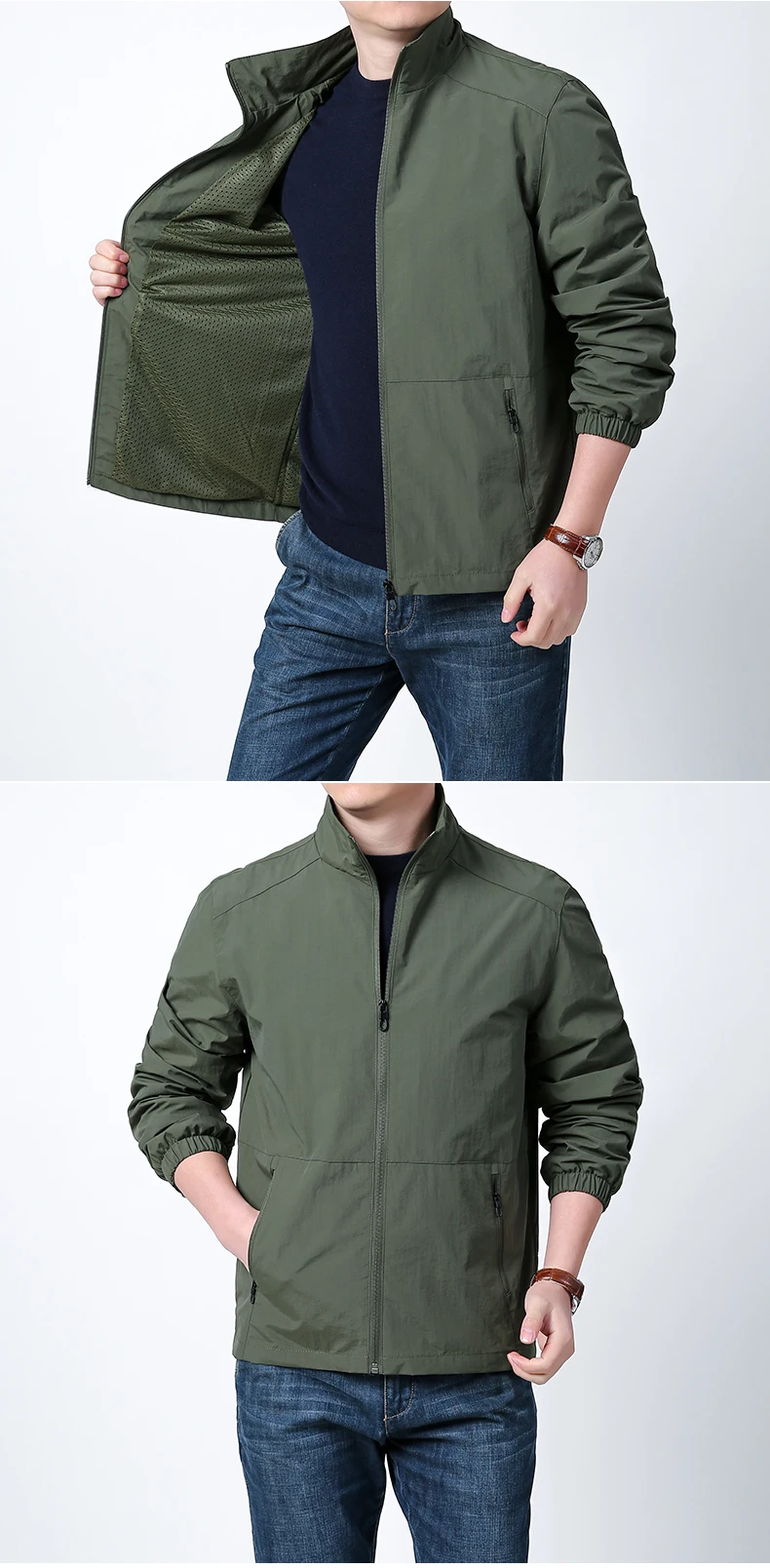 Herren Leichte Packbare Windjacke 100% Polyamid-Nylon Atmungsaktive Outdoor-Sportjacke 2026 – Detail 13
