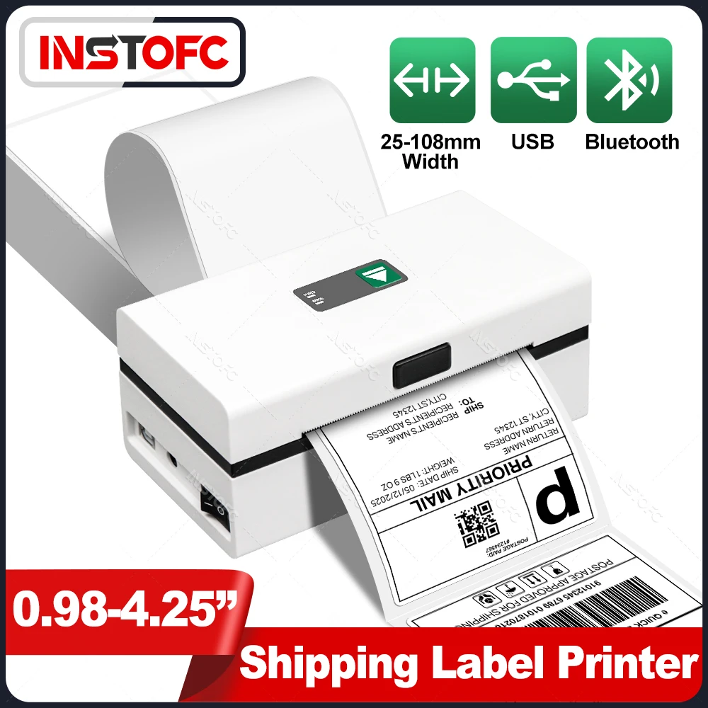 4 Inch Desktop Shipping Label Maker Express Waybill Product Barcode Price Sticker Width 40-110mm USB Bluetooth Thermal Printer