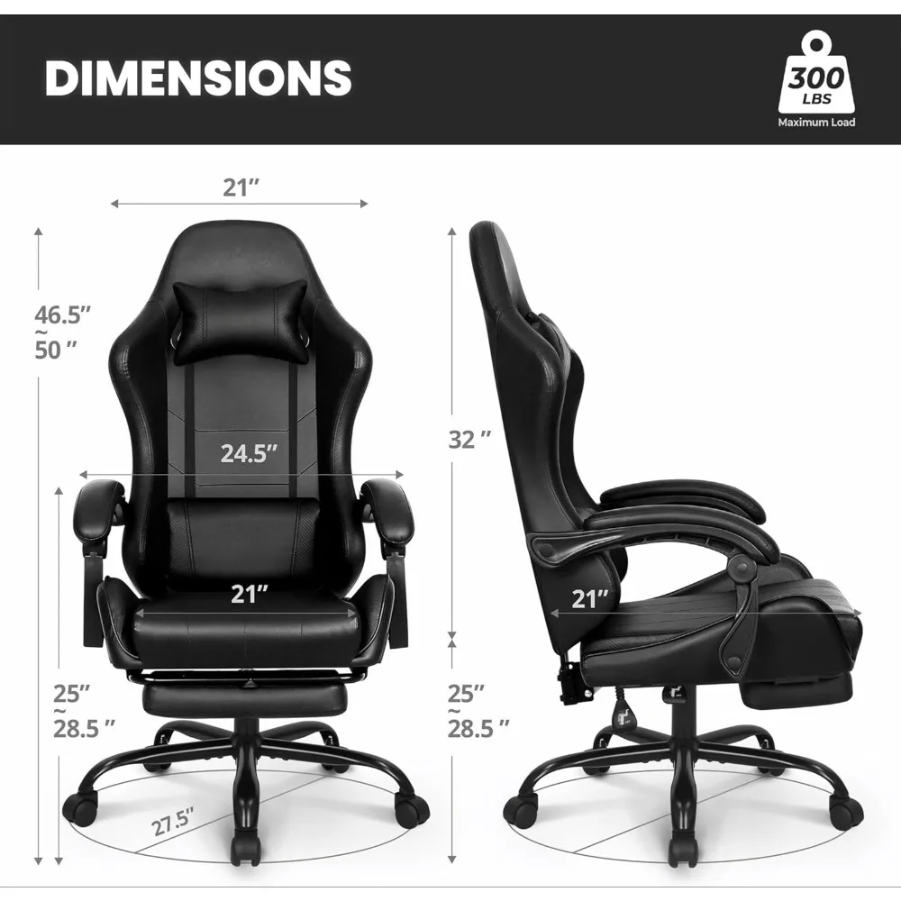 Video Gaming Chair with Footrest & Lumbar Support - High Back Recliner Ergonomic Leather Chair for Home Office | Customized