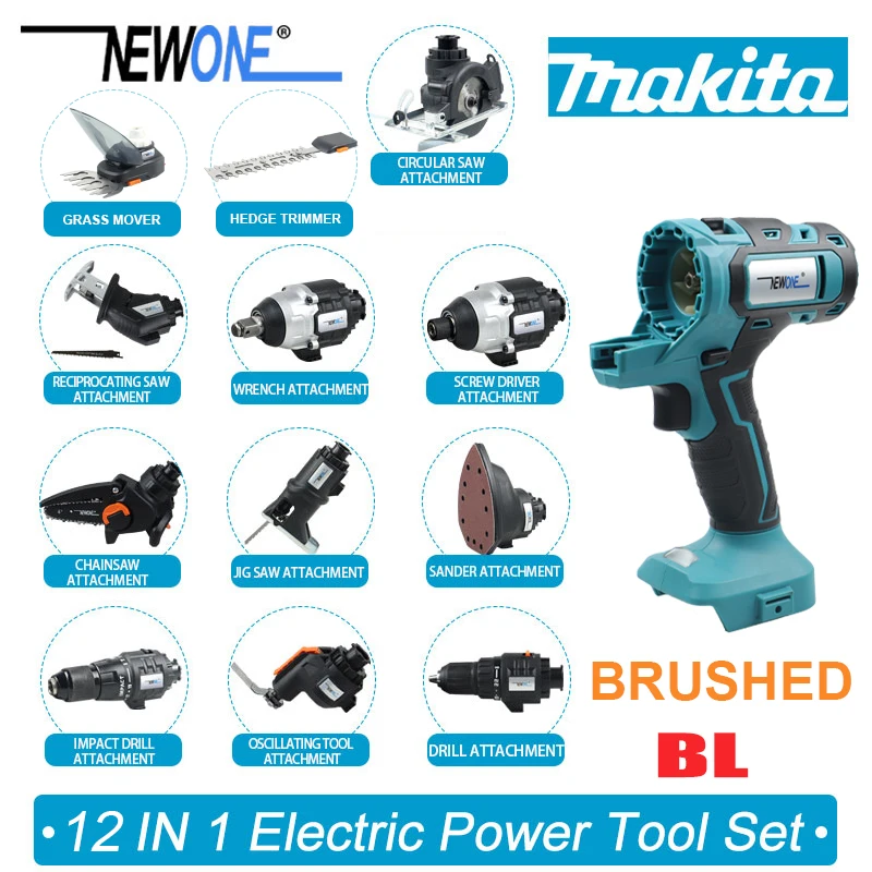 Compatible for MAKITA 18V Brushed 12-in-1 Multi Chainsaw Drill jig/reciprocating/circular saw oscillating tool Sandercombo kit