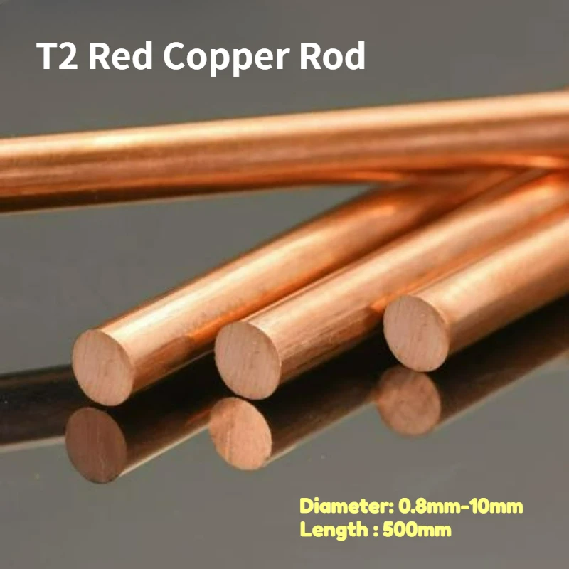 1/2PCS Red Copper Rod Dia 0.8/1/1.2/1.5/2/2.5/3/3.5/4~10mm Solid Conductive Copper Round Rod Thin Electrode Bar for Metalworking